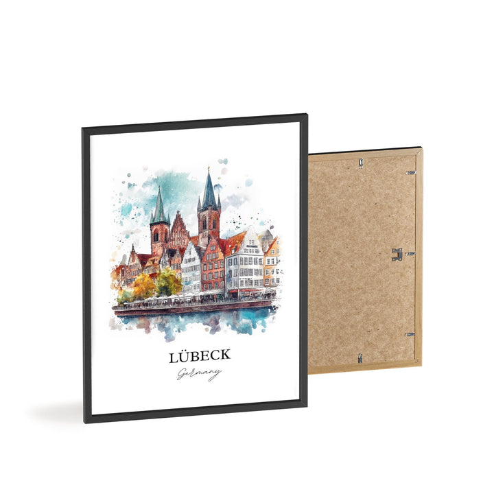 Lübeck Germany Wall Art, Lubeck Print, Germany Watercolor Art, Lübeck Gift, Travel Print, Travel Poster, Housewarming Gift