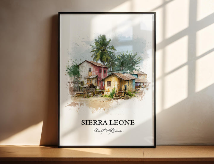 Sierra Leone Wall Art, Sierra Leone Print, Sierra Leone Watercolor Art, Sierra Leone Gift, Travel Print, Travel Poster, Housewarming Gift