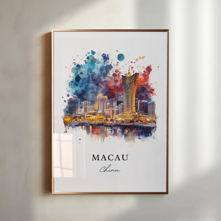 Macau Wall Art, Macau Print, Macau China Watercolor Art, Macau Gift,