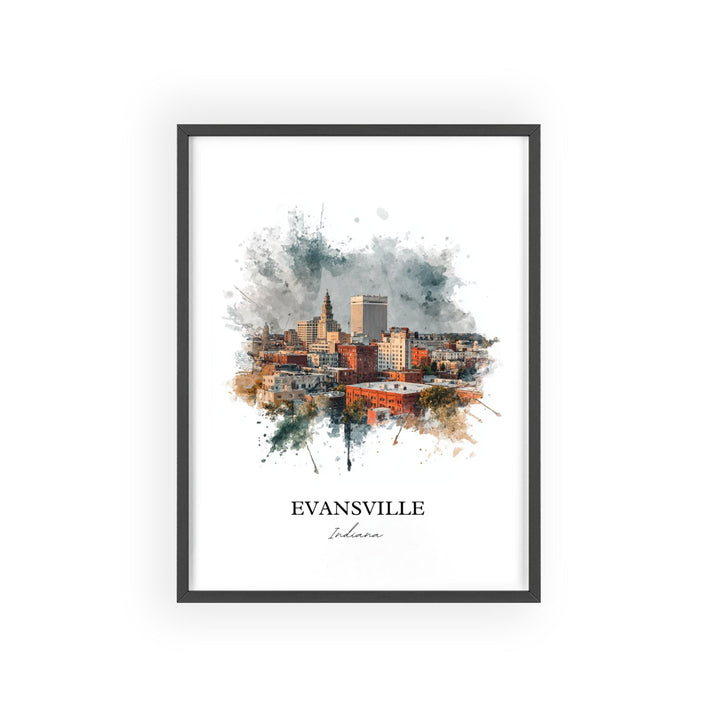Evansville Wall Art, Evansville IL Print, Illinois Watercolor Art, Evansville Illinois Gift, Travel Print, Travel Poster, Housewarming Gift