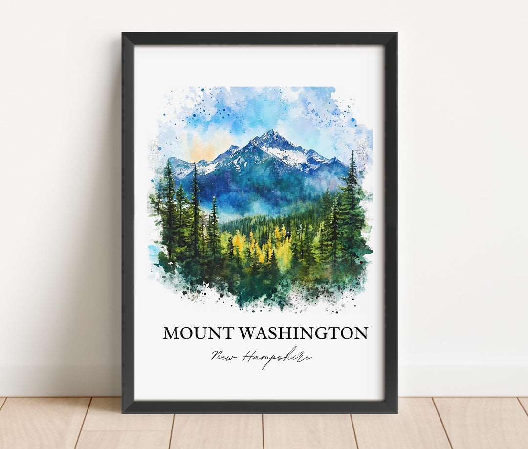 Mount Washington Wall Art, White Mountains Print, NH Watercolor Art, Mount Washington Gift, Travel Print, Travel Poster, Housewarming Gift