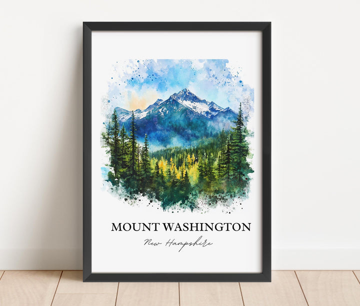 Mount Washington Wall Art, White Mountains Print, NH Watercolor Art, Mount Washington Gift, Travel Print, Travel Poster, Housewarming Gift