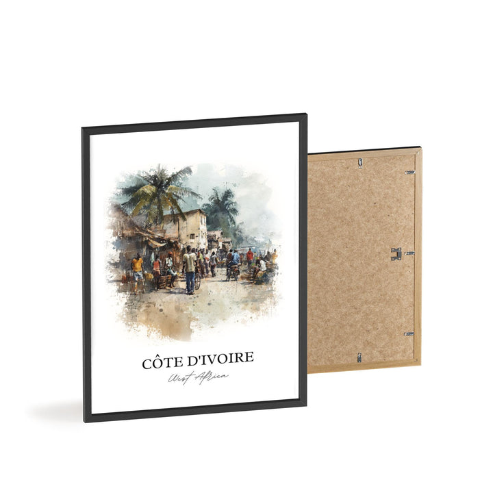 Côte d'Ivoire Wall Art, Côte d'Ivoire Print, Ivory Coast Watercolor Art, Côte d'Ivoire Gift, Travel Print, Travel Poster, Housewarming Gift
