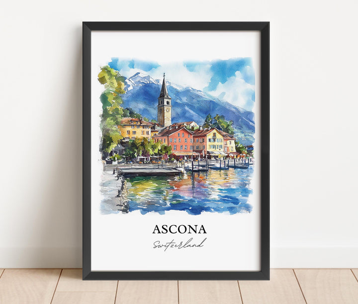 Ascona Travel Print Wall Art Ascona Wall Hanging Home Décor Ascona Gift Art Lovers Switzerland Art Lover Gift Ascona Poster