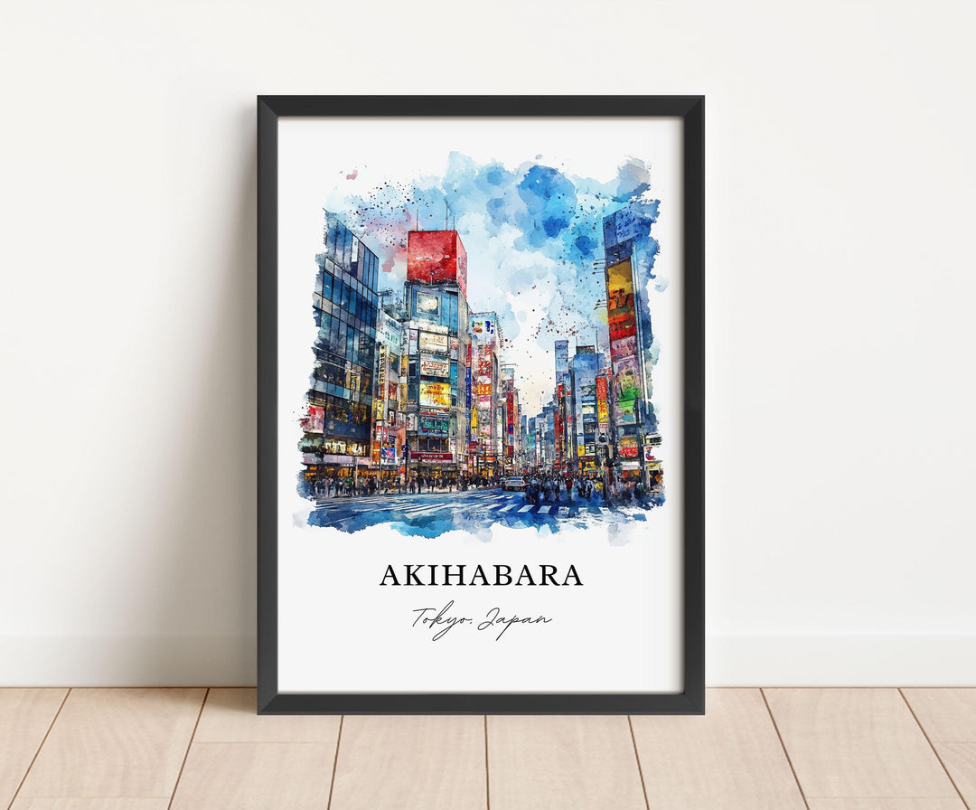 Akihabara Wall Art, Tokyo Japan Print, Akihabara Watercolor Art, Tokyo Gift, Travel Print, Travel Poster, Housewarming Gift