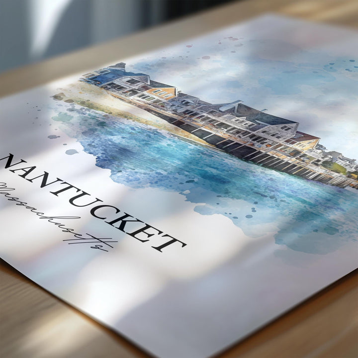 Nantucket Wall Art, Nantucket Print, Nantucket Watercolor Art, Nantucket MA Gift, Travel Print, Travel Poster, Housewarming Gift