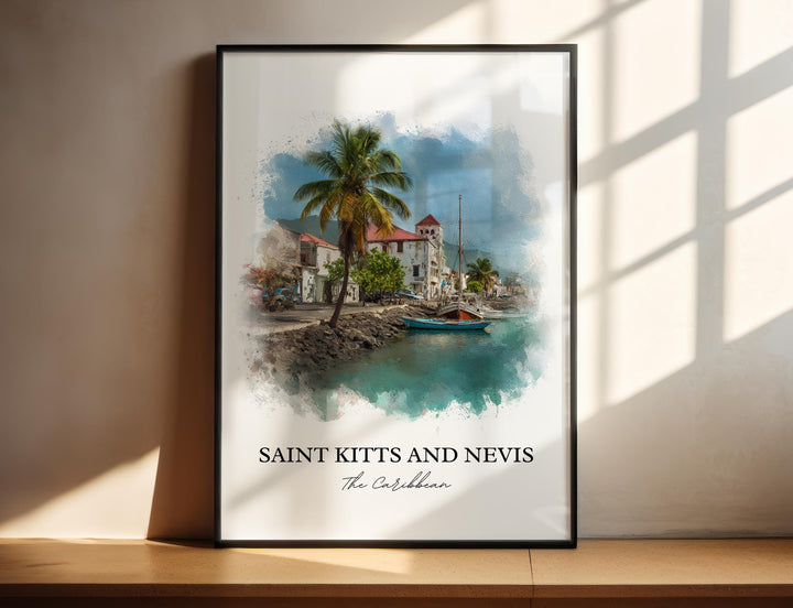 St. Kitts and Nevis Art, Saint Kitts Print, Nevis Watercolor Art, St. Kitts and Nevis Gift, Travel Print, Travel Poster, Housewarming Gift