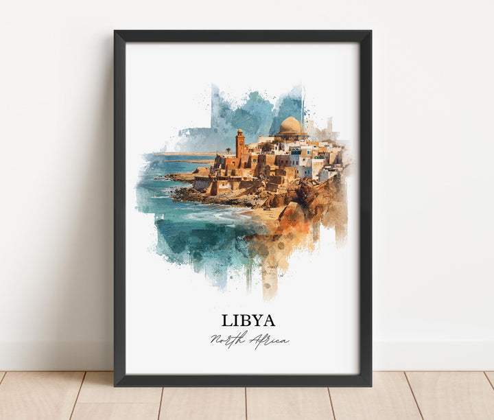 Libya Wall Art, Libya Print, Libya Watercolor Art, Northern Africa Gift, Travel Print, Travel Poster, Housewarming Gift