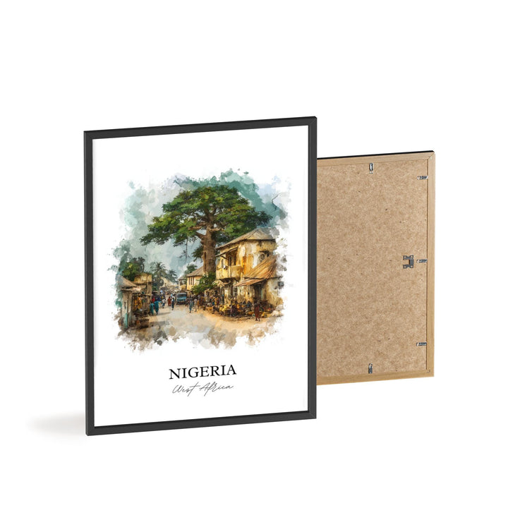 Nigeria Wall Art, Nigeria Africa Print, Nigeria Watercolor Art, Nigeria Country Gift, Travel Print, Travel Poster, Housewarming Gift