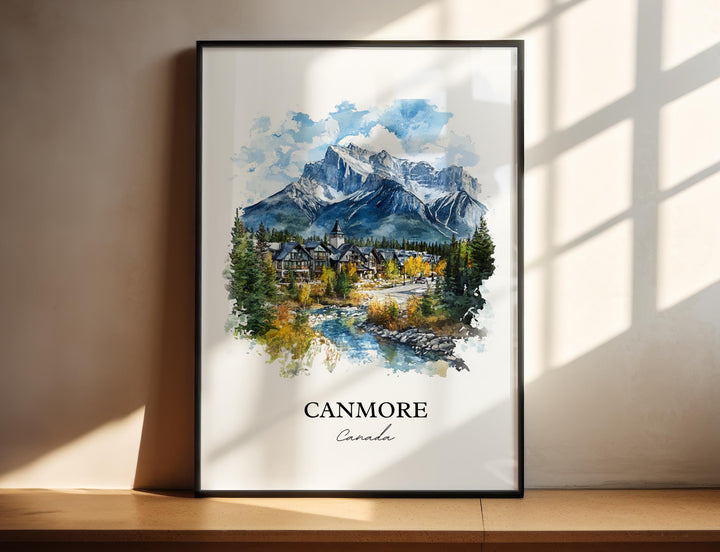 Canmore Canada Wall Art, Alberta Print, Alberta Watercolor Art, Canmore Gift, Travel Print, Travel Poster, Housewarming Gift