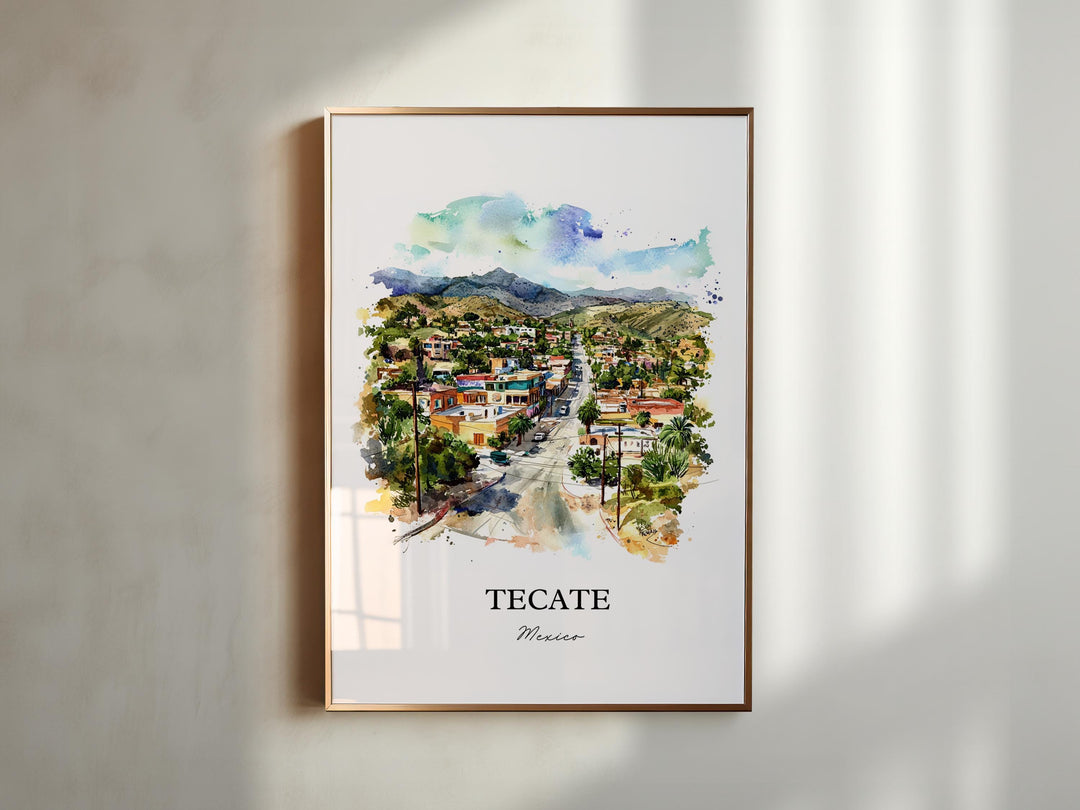 Tecate Mexico Art, Baja California Print, Mexico Watercolor Art, Tecate Mexico Gift, Travel Print, Travel Poster, Housewarming Gift