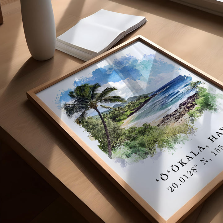 Ookala HI Wall Art, Ookala Hawaii Print, Hawaii Watercolor Art, Hilo Hawaii Gift,