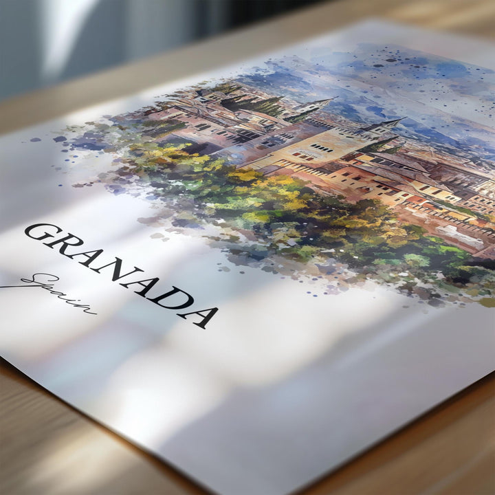 Granada Spain Wall Art, Granada Print, Spain Watercolor Art, Granada Spain Gift, Travel Print, Travel Poster, Housewarming Gift