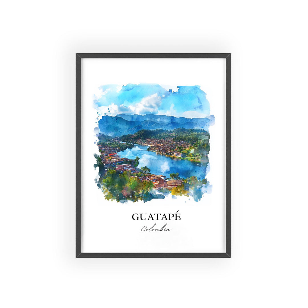 Guatapé Wall Art, Medellín Print, Colombia Watercolor Art, Guatapé Colombia Gift, Travel Print, Travel Poster, Housewarming Gift