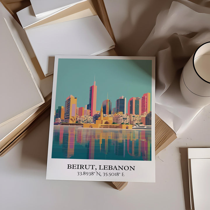 Beirut Lebanon Art, Beirut Retro Travel Art, Beirut Home Decor, Beirut Gift, Lebanon Travel Art, Travel Prints, Housewarming Gift