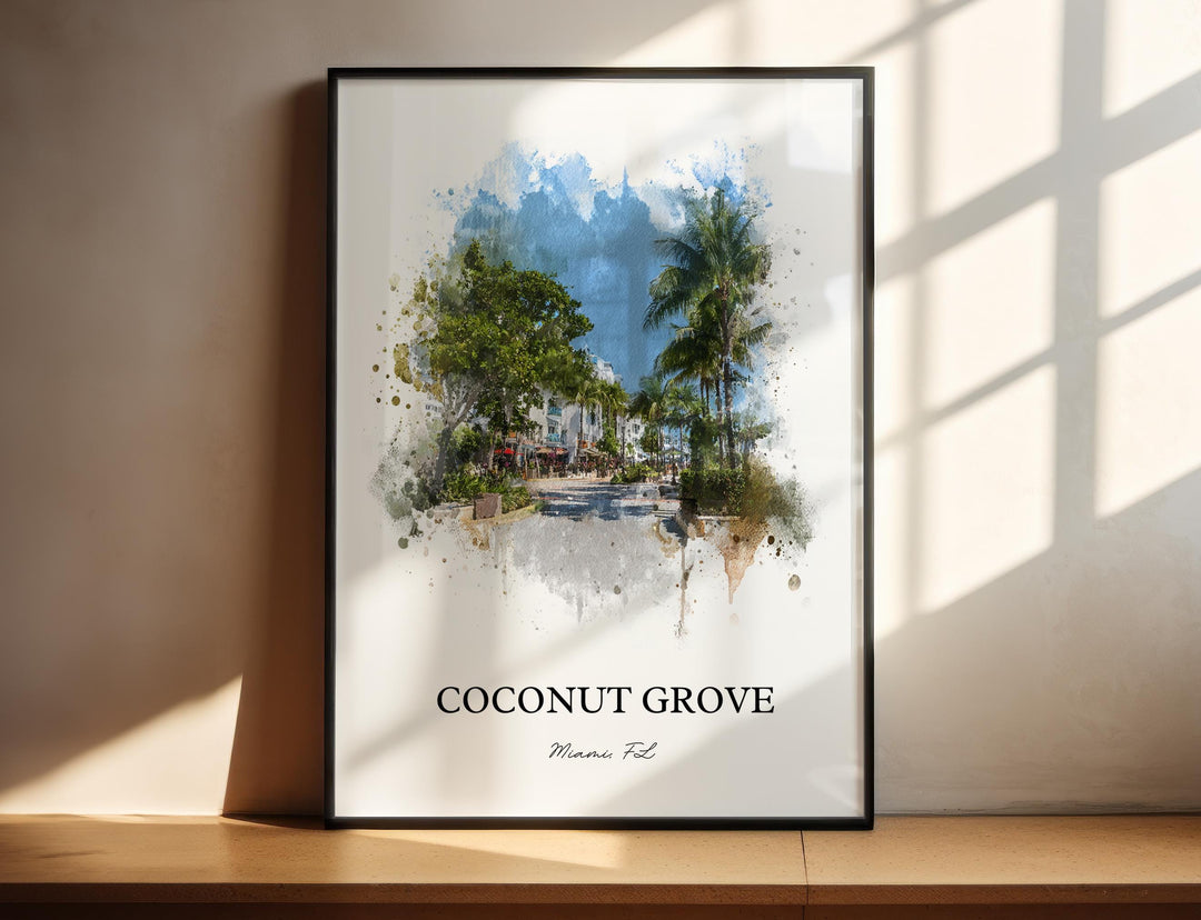 Coconut Grove, FL – Watercolor Art Print