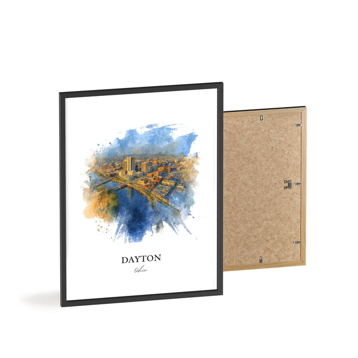 Dayton Ohio Wall Art, Dayton Print, Dayton OH Watercolor Art, Dayton Ohio Skyline Gift, Travel Print, Travel Poster, Housewarming Gift