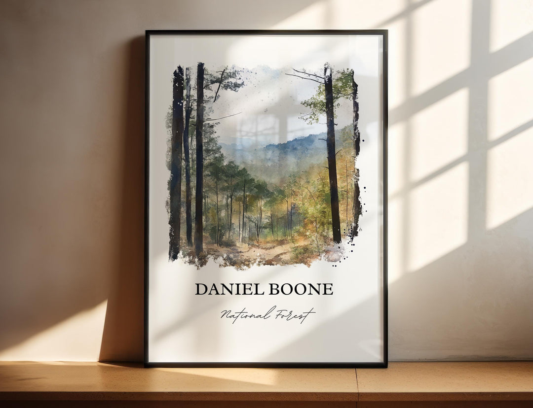Daniel Boone National Forest Art, Kentucky Print, Kentucky Watercolor, Winchester KY Gift, Travel Print, Travel Poster, Housewarming Gift