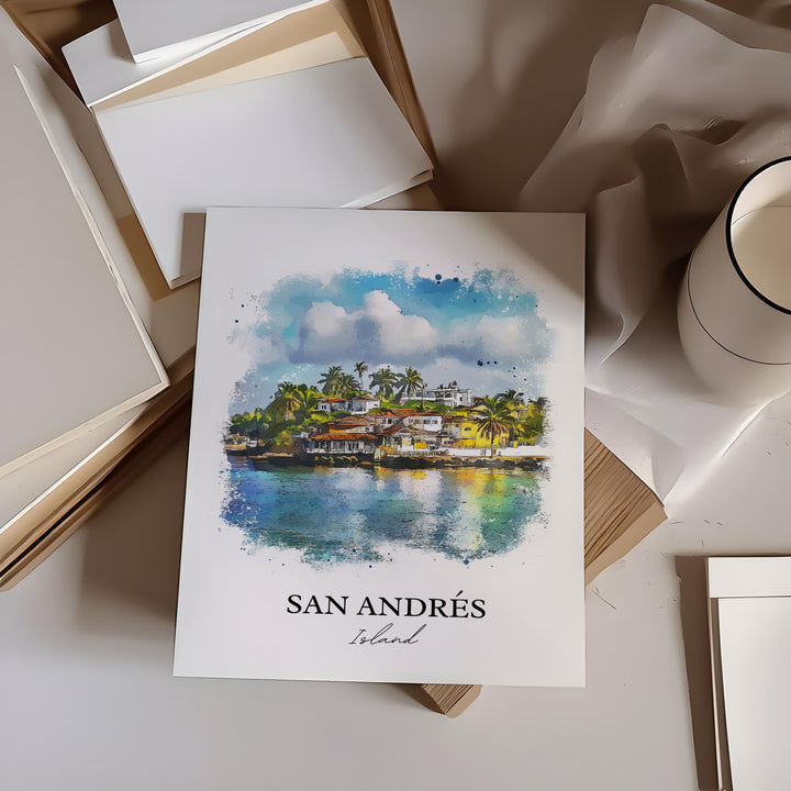San Andrés Island Wall Art, Nicaragua Print, Colombia Watercolor Art, San Andrés Island Gift, Travel Print, Travel Poster, Housewarming Gift