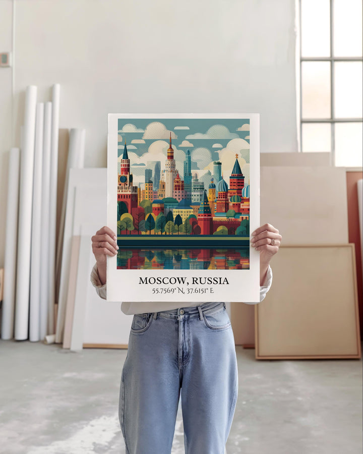 Moscow Art, Moscow Retro Travel Art, Moscow Home Decor, Moscow Gift, Moscow Russia Travel Art, Travel Prints, Housewarming Gift