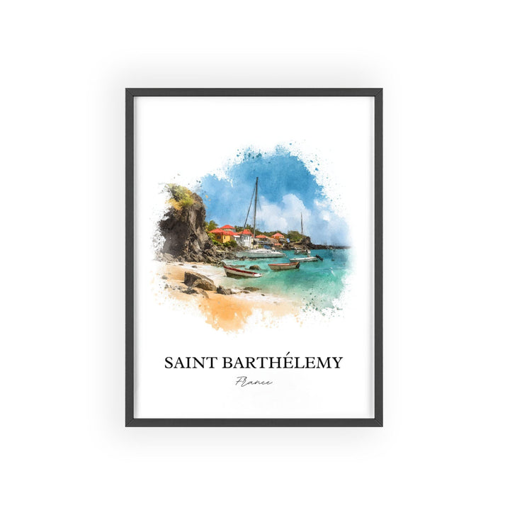 Saint Barthélemy Wall Art, St Barts Print, Caribbean Watercolor Art, St. Barts Gift, St Barts Travel Print, Travel Poster, Housewarming Gift
