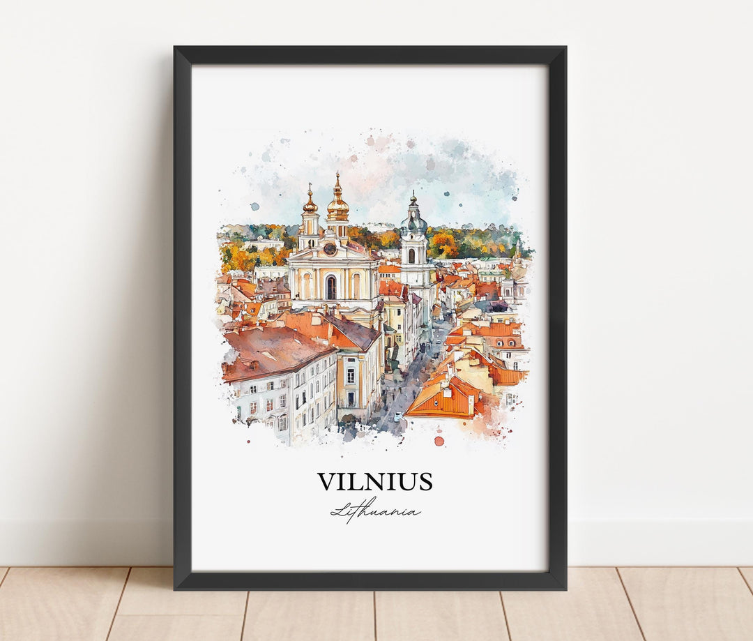Vilnius Wall Art, Lithuania Print, Lithuania Watercolor Art, Vilnius Gift, Travel Print, Travel Poster, Housewarming Gift