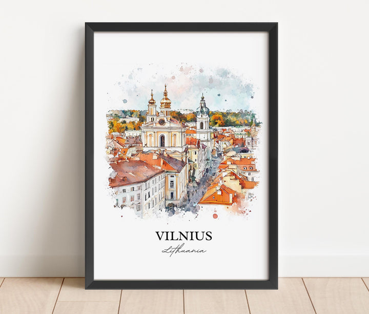 Vilnius Wall Art, Lithuania Print, Lithuania Watercolor Art, Vilnius Gift, Travel Print, Travel Poster, Housewarming Gift