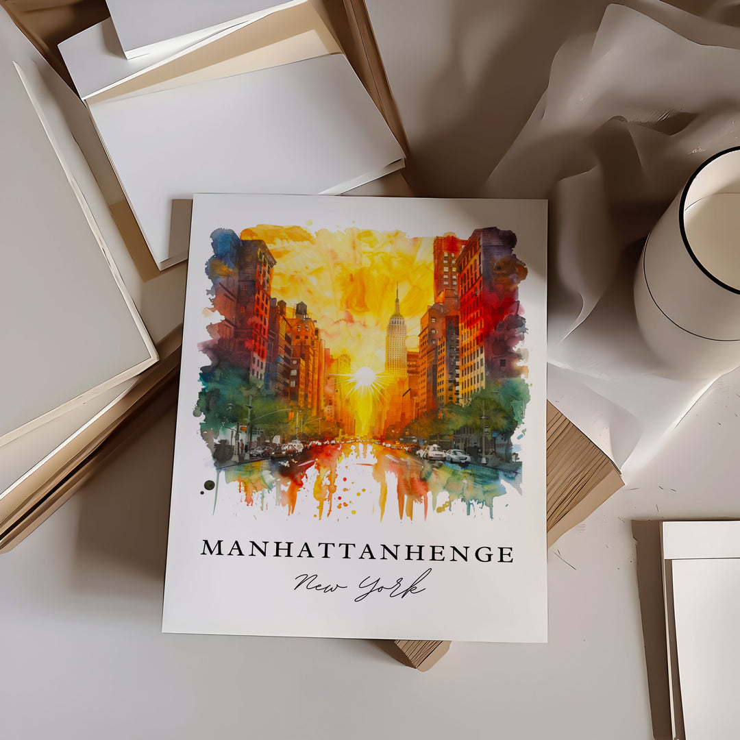 Manhattanhenge Art, Manhattanhenge Print, NYC Sunset Wall Art, Manhattanhenge Gift,