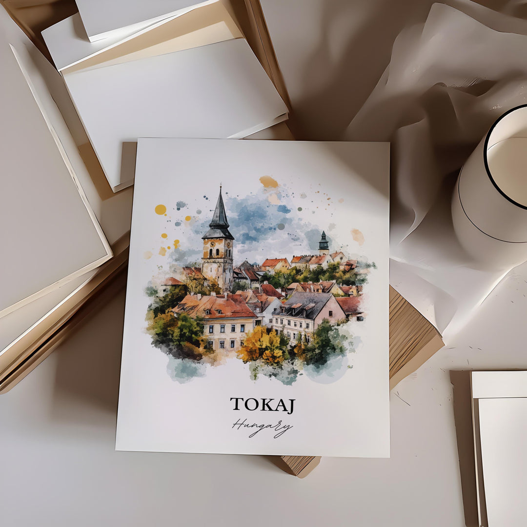 Tokaj Hungary Wall Art, Borsod-Abaúj-Zemplén Print, Hungary Watercolor Art, Tokaj Gift, Travel Print, Travel Poster, Housewarming Gift