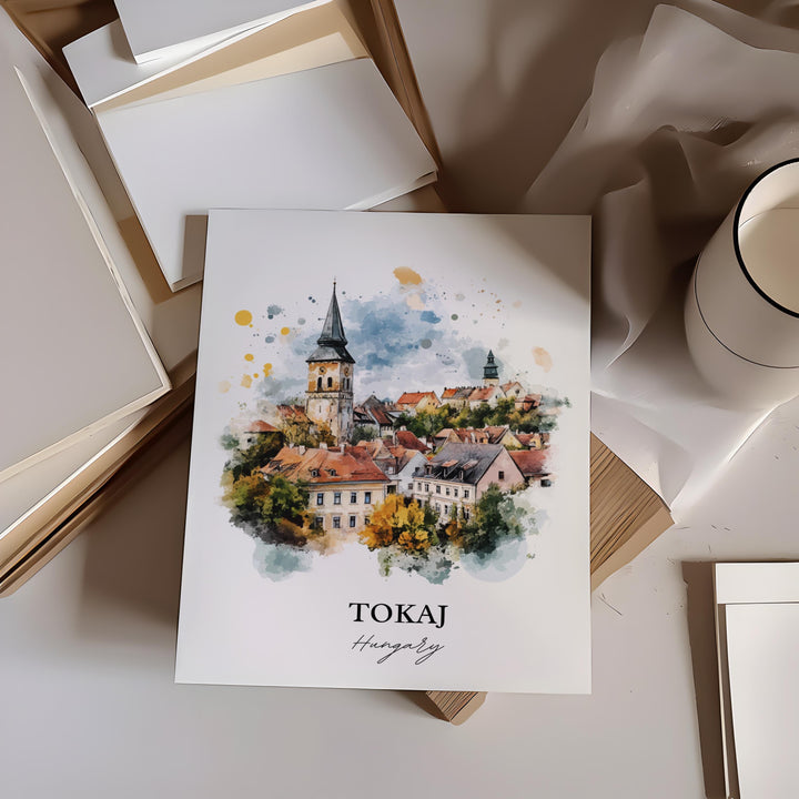 Tokaj Hungary Wall Art, Borsod-Abaúj-Zemplén Print, Hungary Watercolor Art, Tokaj Gift, Travel Print, Travel Poster, Housewarming Gift