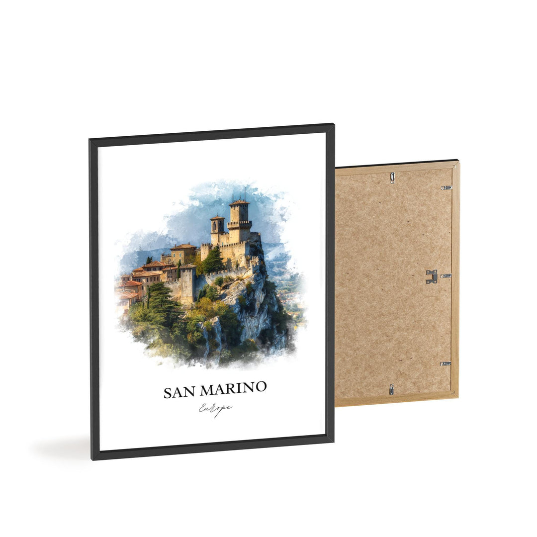 San Marino Wall Art, San Marino Print, San Marino Watercolor Art, San Marino Gift, Travel Print, Travel Poster, Housewarming Gift