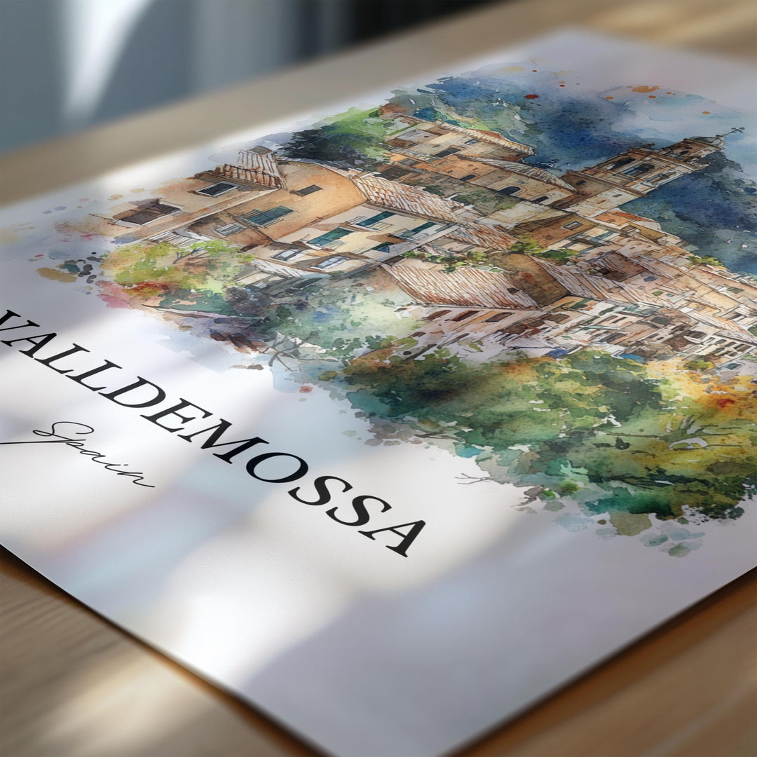 Valldemossa Wall Art, Majorca Print, Spain Watercolor Art, Valldemossa Spain Gift, Travel Print, Travel Poster, Housewarming Gift