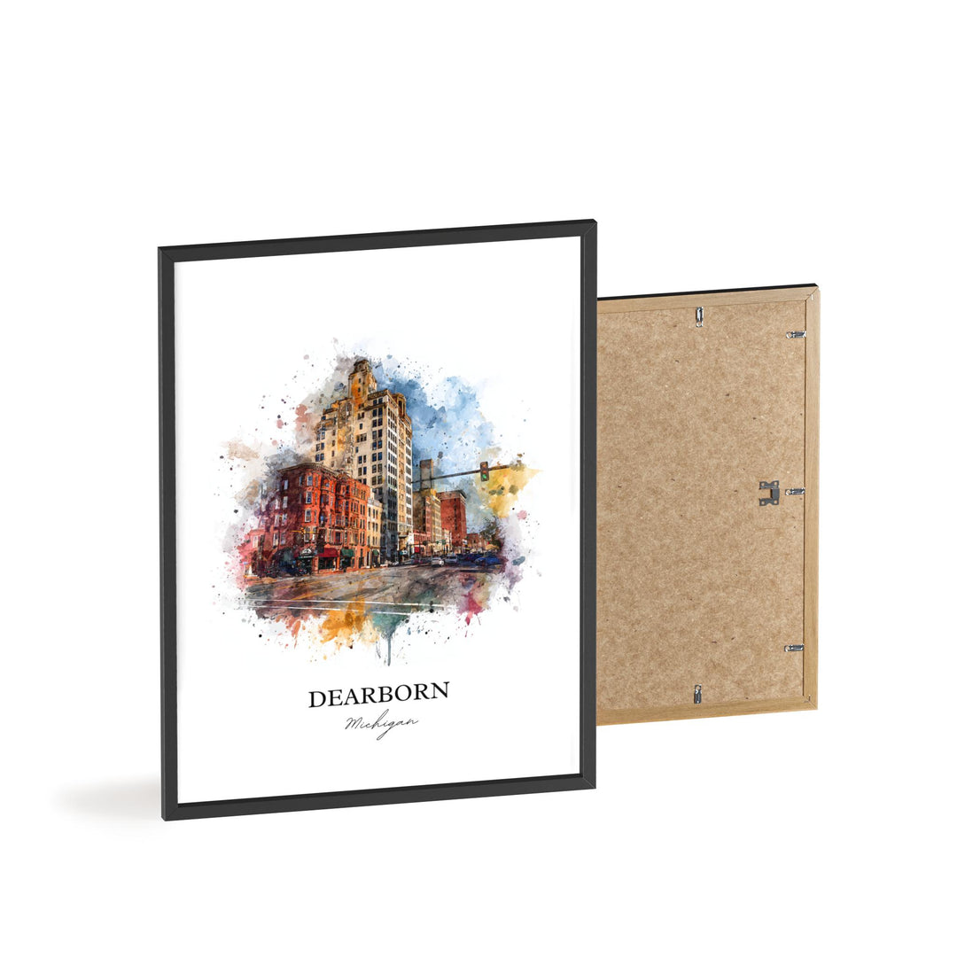 Dearborn, Michigan – Watercolor Art Print