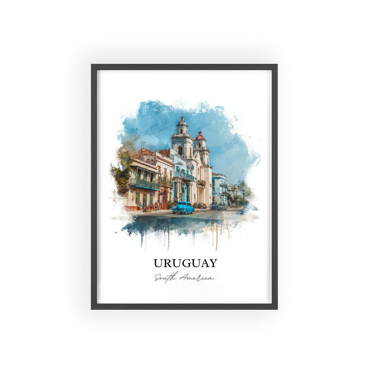 Uruguay Wall Art, Uruguay Print, Uruguay Watercolor Art, Uruguay Gift, South America Travel Print, Travel Poster, Housewarming Gift