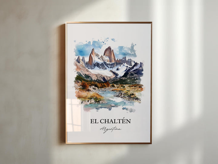 El Chaltén Wall Art, Los Glaciares Park Print, Argentina Watercolor Art, El Chaltén Gift, Travel Print, Travel Poster, Housewarming Gift