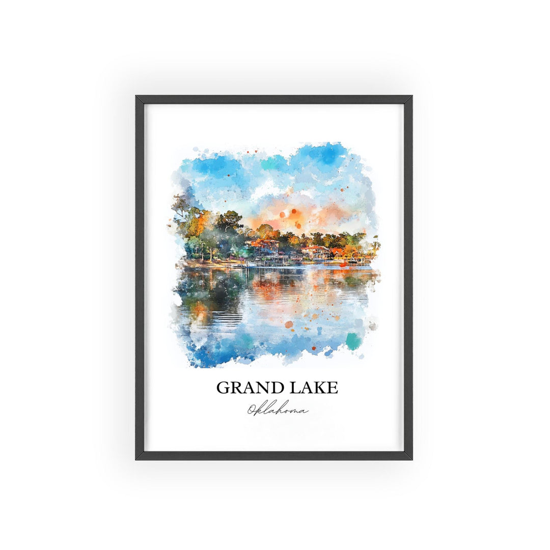 Grand Lake OK Wall Art, Ozark Mountains Print, Oklahoma Watercolor Art, Grand Lake OK Gift, Travel Print, Travel Poster, Housewarming Gift