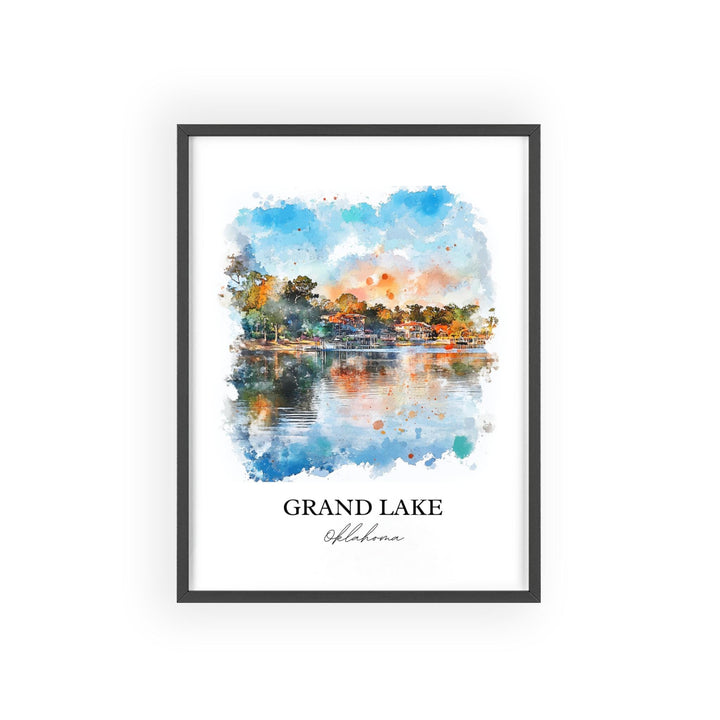 Grand Lake OK Wall Art, Ozark Mountains Print, Oklahoma Watercolor Art, Grand Lake OK Gift, Travel Print, Travel Poster, Housewarming Gift