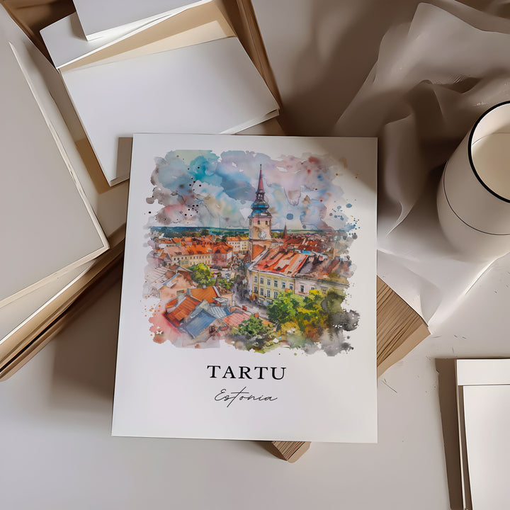 Tartu Estonia Wall Art, Tartu Print, Tartu Watercolor, Tallinn Estonia Gift,