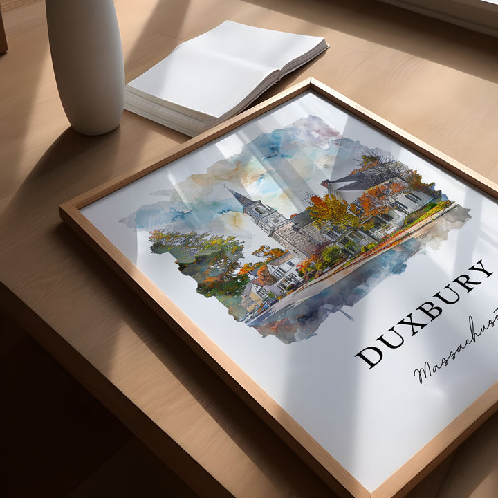 Duxbury MA Wall Art, Plymouth County Print, Duxbury Watercolor, Duxbury MA Gift,
