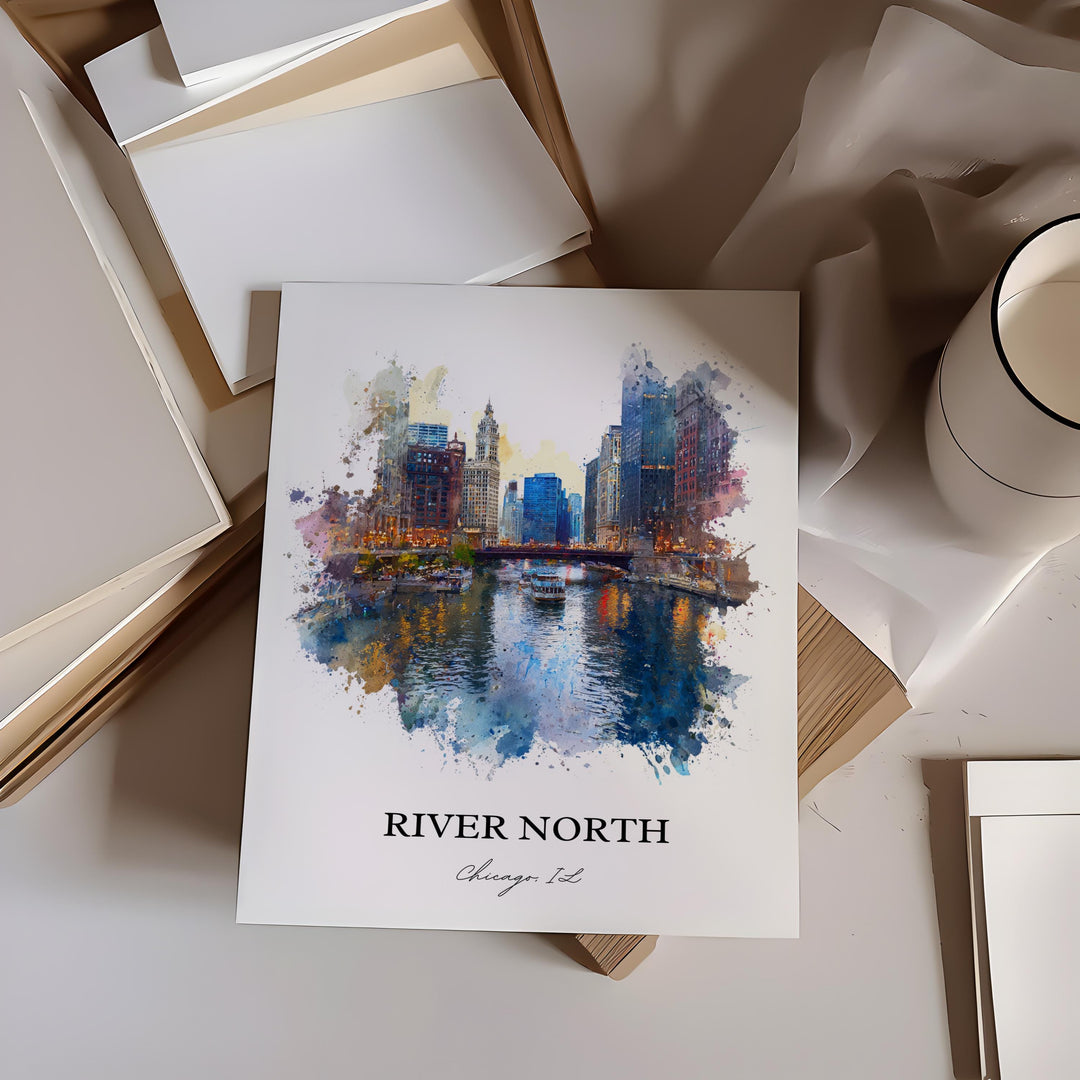 River North, Illinois – Watercolor Art Print