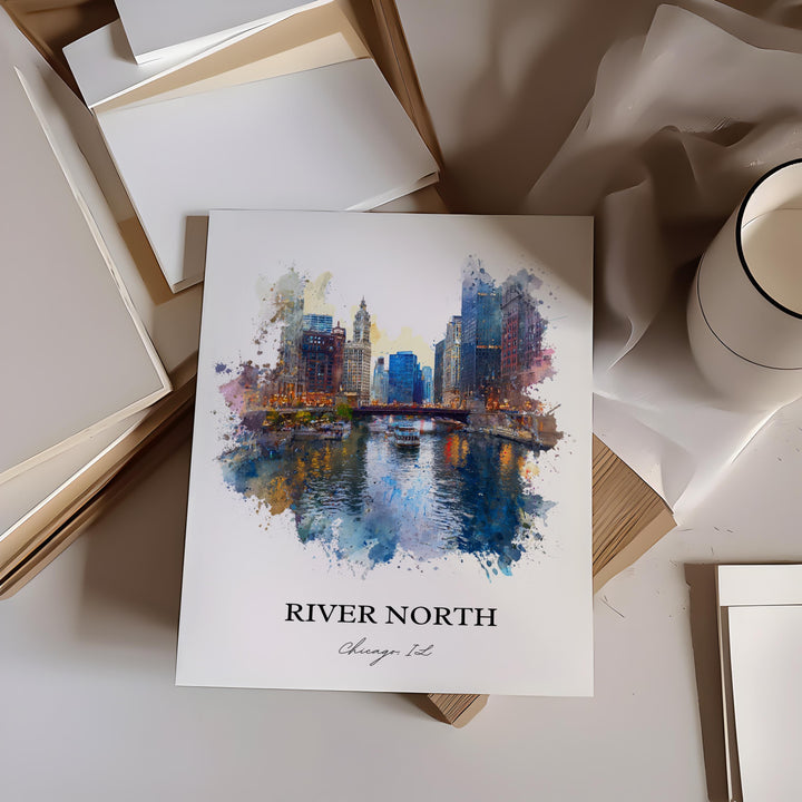 River North, Illinois – Watercolor Art Print
