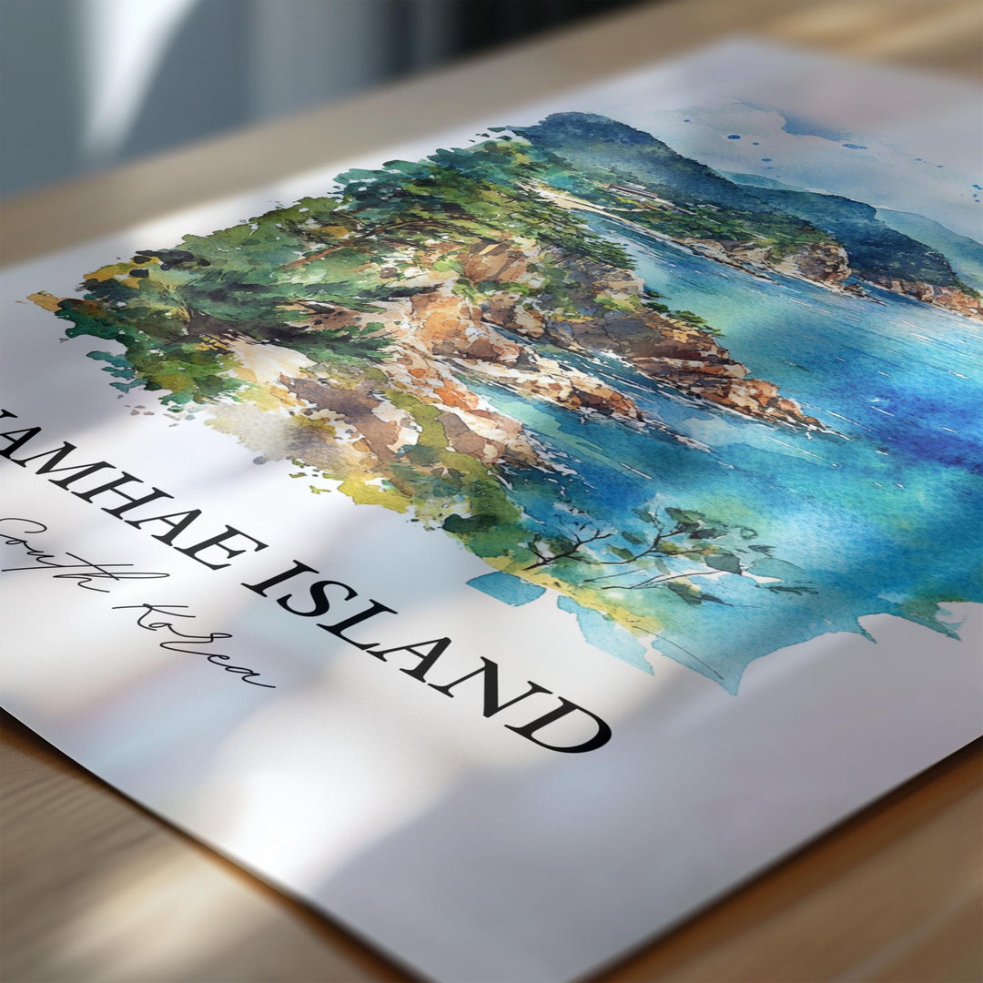 Namhae Island Wall Art, South Gyeongsang Print, South Korea Watercolor, Namhae Island Gift, Travel Print, Travel Poster, Housewarming Gift