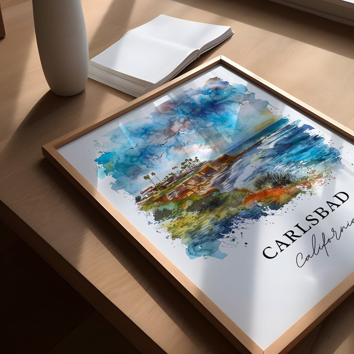 Carlsbad CA Wall Art, Carlsbad Print, San Diego Watercolor, Carlsbad California Gift,