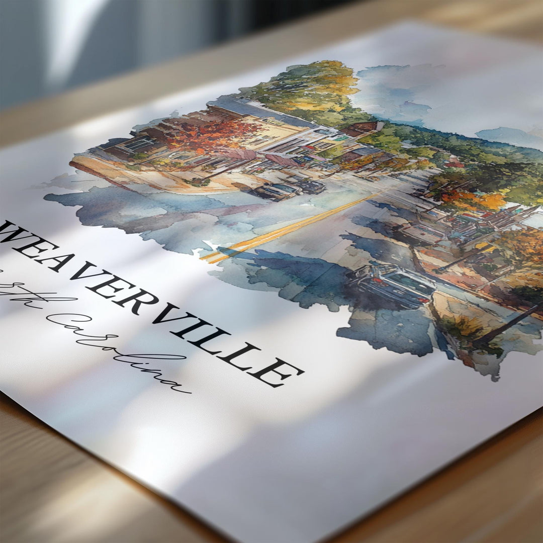 Weaverville NC Wall Art, Buncombe County Print, North Carolina Artwork, Weaverville Gift, Travel Print, Travel Poster, Housewarming Gift