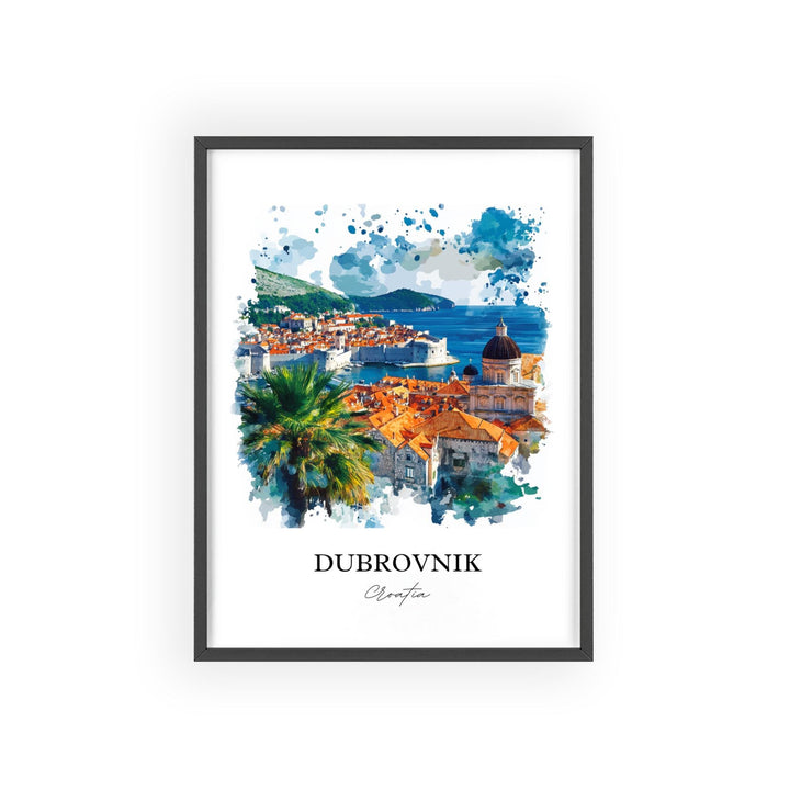 Dubrovnik Wall Art, Dubrovnik Croatia Print, Croatia Watercolor Art, Dubrovnik Gift, Travel Print, Travel Poster, Housewarming Gift