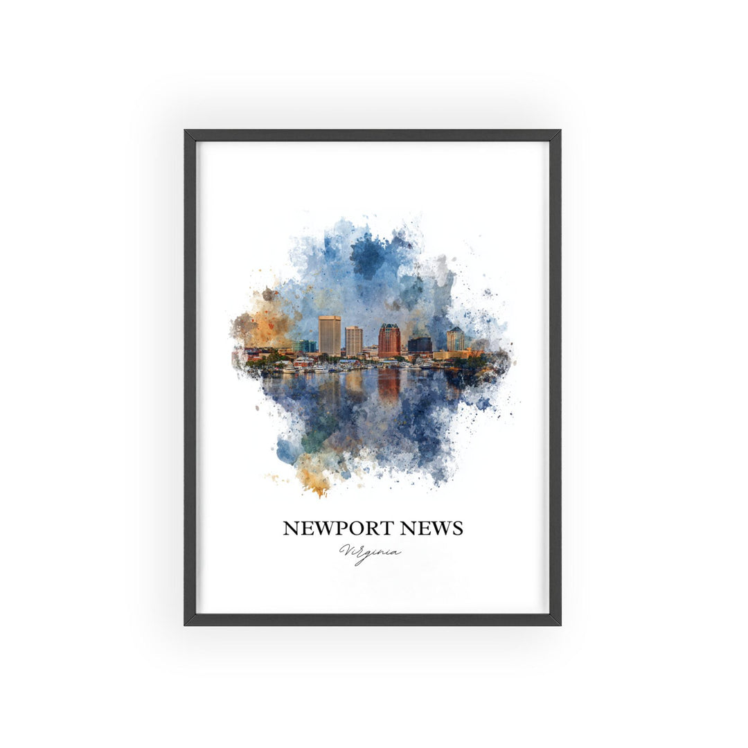 Newport News Wall Art, Virginia Print, Newport News Watercolor Art, Norfolk VA Gift, Travel Print, Travel Poster, Housewarming Gift