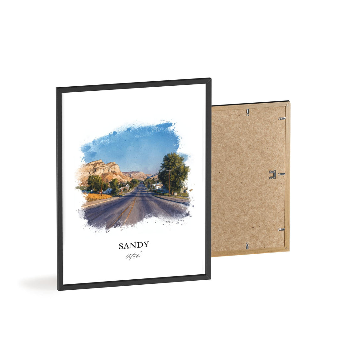 Sandy, Utah Wall Art, Sandy Print, Utah Watercolor Art, Salt Lake City Gift, Travel Print, Travel Poster, Housewarming Gift