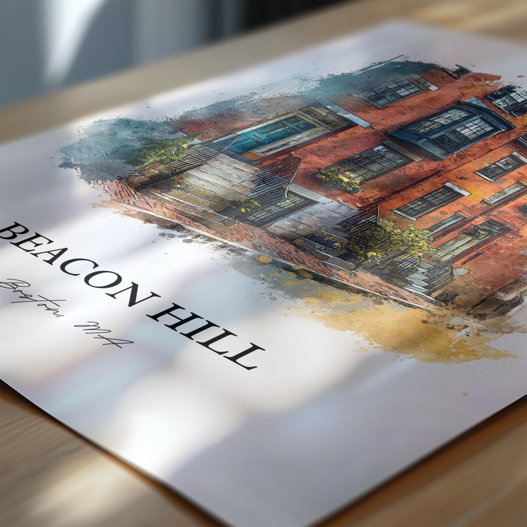 Beacon Hill, Massachusetts – Watercolor Art Print