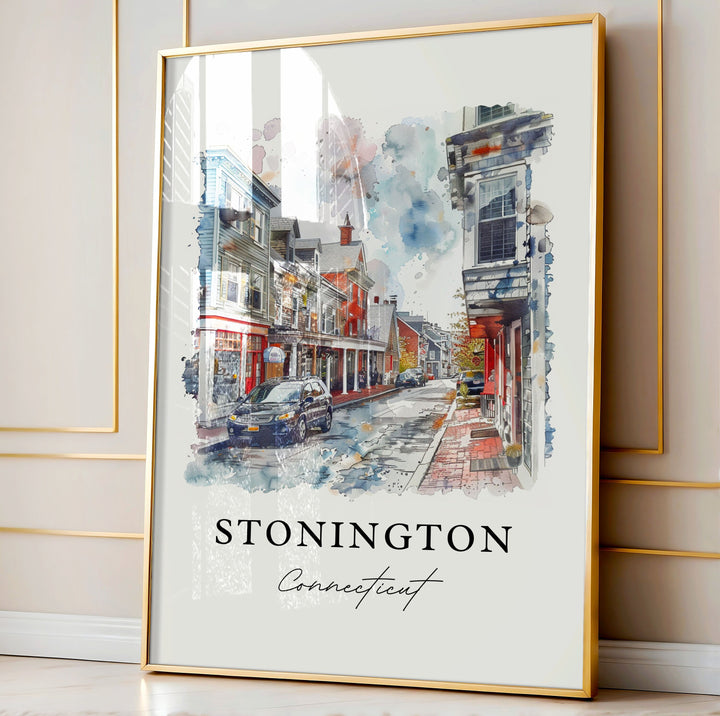 Stonington CT Wall Art, New London County Print, Stonington Watercolor, Stonington CT Gift,