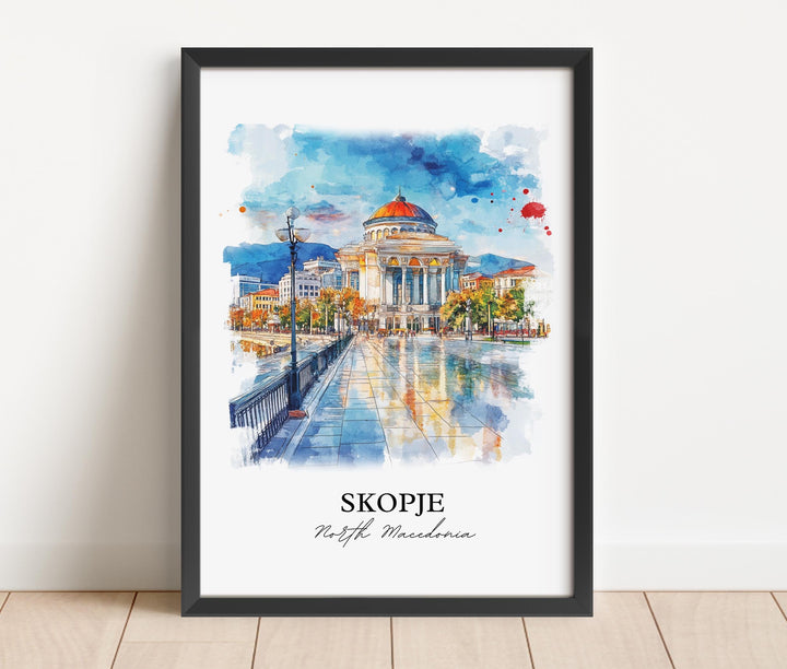 Skopje, North Macedonia – Watercolor Art Print